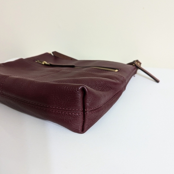 Fossil Pebble Leather Burgundy Crossbody Bag 10 1/2" x 9" x 2" - Picture 7 of 10
